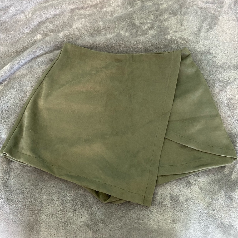 Charlotte Russe Green Suede Skort